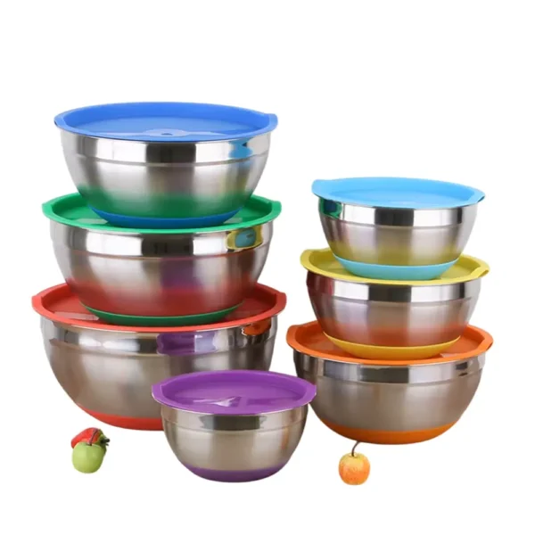 Set Bowls Con Tapa Colores Set 7 en 1 Acero Inoxidable Ricuritas De Marieu