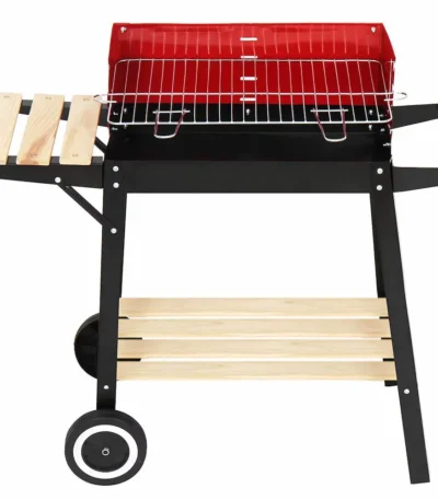 Parrilla de Carbón con Ruedas Rojo Negro 4 Niveles Ricuritas De Marieu