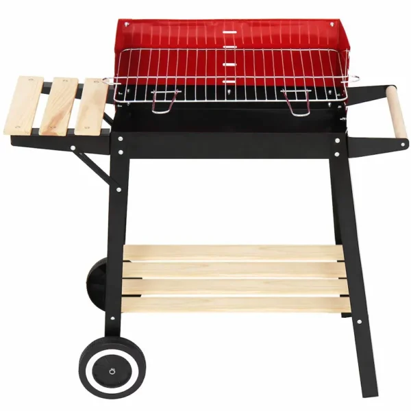 Parrilla de Carbón con Ruedas Rojo Negro 4 Niveles Ricuritas De Marieu