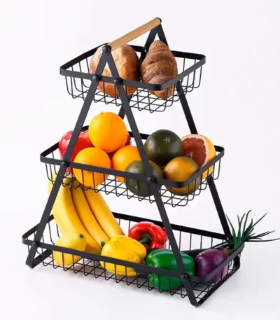 Organizador Frutero Negro Verdulero 3 Niveles Moderno Cocina Hogar Ricuritas De Marieu