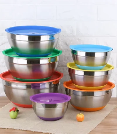 Set Bowl Con Tapa Acero Inoxidable Kit 7 en 1 Colores Ricuritas De Marieu