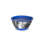Bowl Acero Base Silicona C/Tapa Azul 24Cm