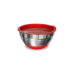 Bowl Acero Base Silicona C/Tapa Rojo 24Cm