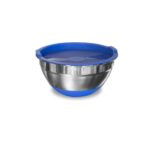 Bowl Acero Base Silicona C/Tapa Azul 26Cm