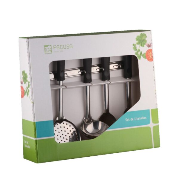 Utensil.Cocina X 5 Bat.Mp4 Negro + Colgador