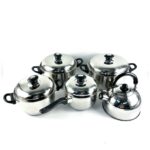 Jgo Ollas Camelia X 10 Pz A/Inox F/Dif.T/Acero Olla 20/22/24+ Tetera 3 Lt (1 Set Completo)