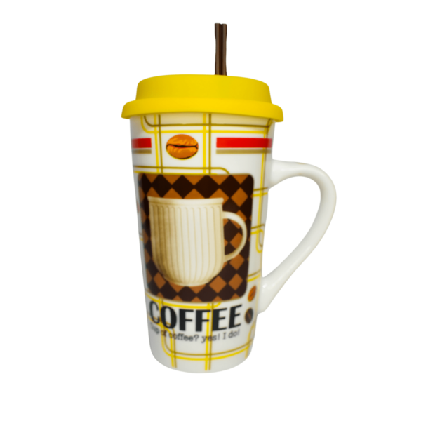 Taza Cerámica Para Café C/ Tapa
