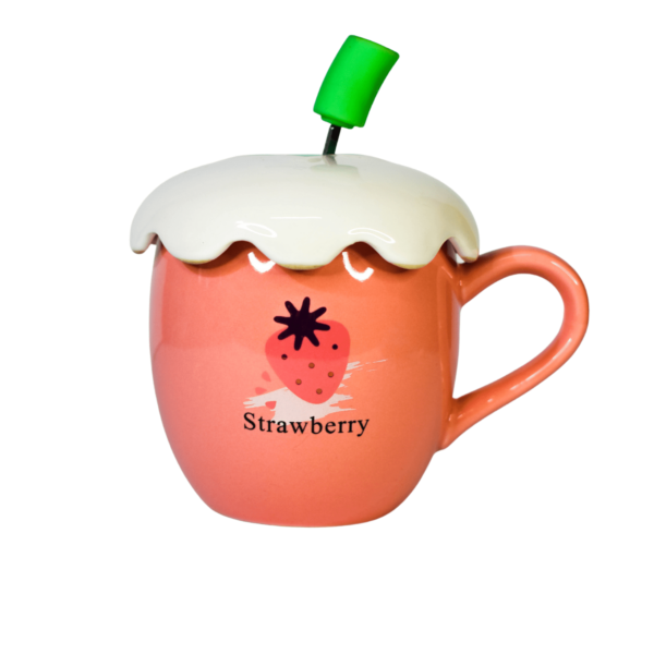 Taza Con Forma De Fresa C/ Tapa Y Cuchara