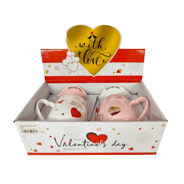 Set De Tazas De San Valentin C/ Tapas Y Cucharas