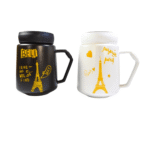 Taza Con Tapa Espejo Diseño Paris (1 Set Completo)