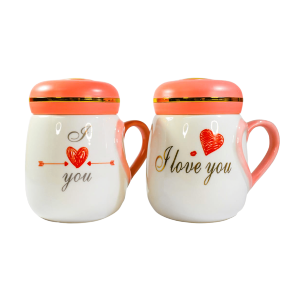 Taza Con Diseño De Corazón Con Tapa