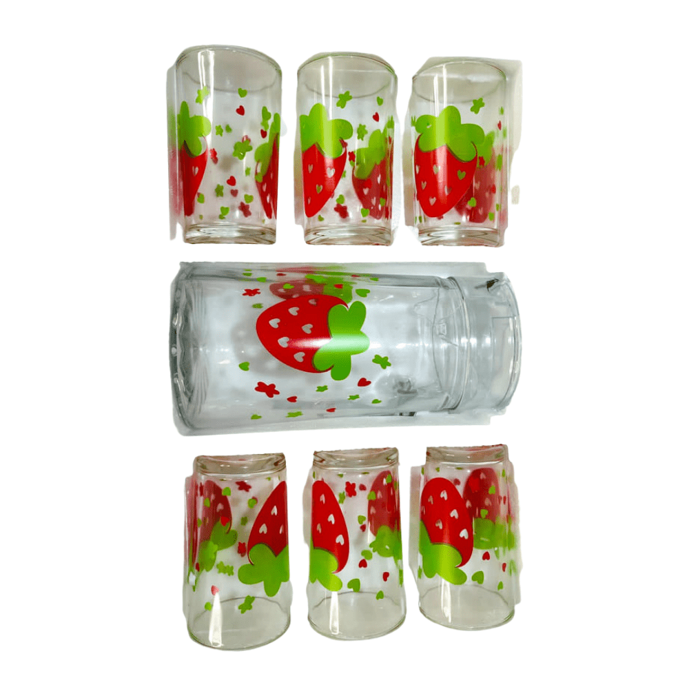 212-1.png Set De 6 Vasos Con Jarra Con Diseños - Imagen 1