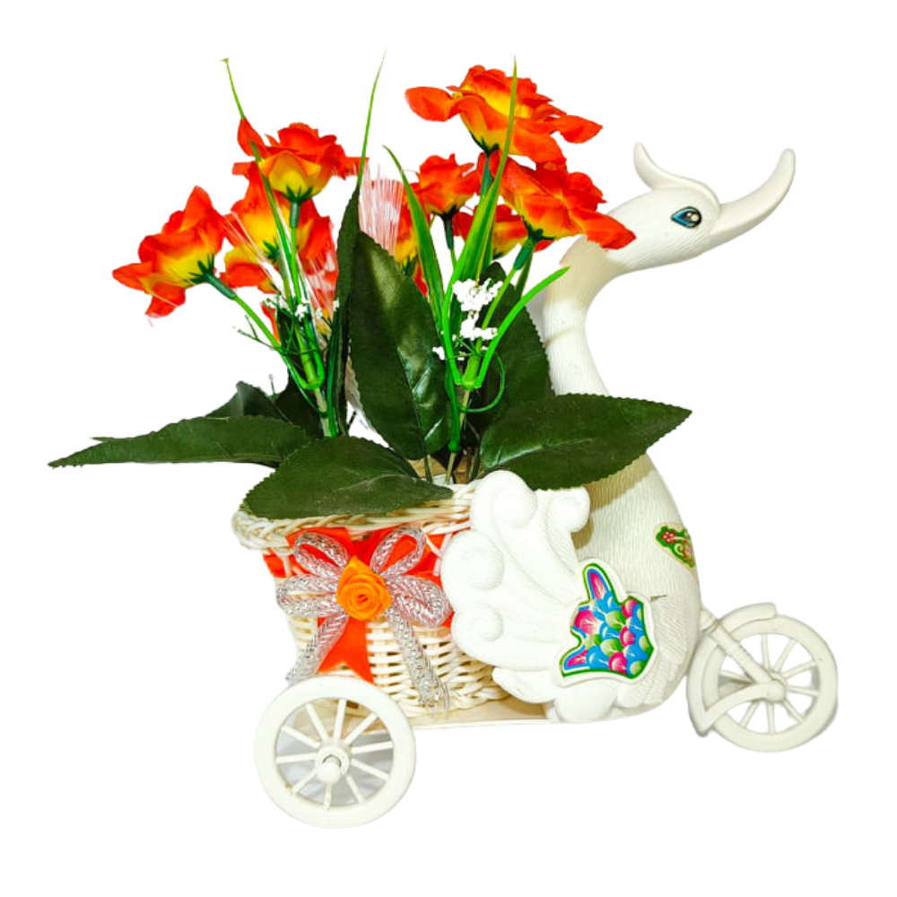 63.png Florero Cisnes Con Flores Y Luces - Imagen 1
