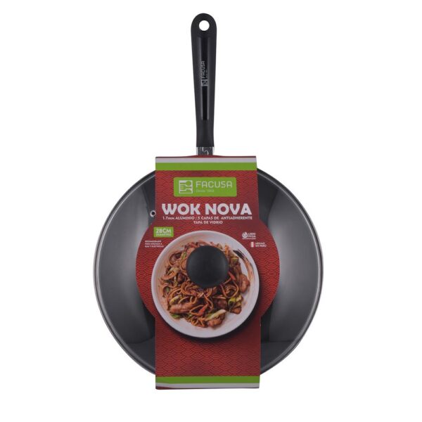 Sartén Wok Nova C/Tapa De Vidrio N°28 ( 980952803) Facusa