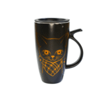 Taza Café Con Diseño De Gato Con Tapa Boquilla