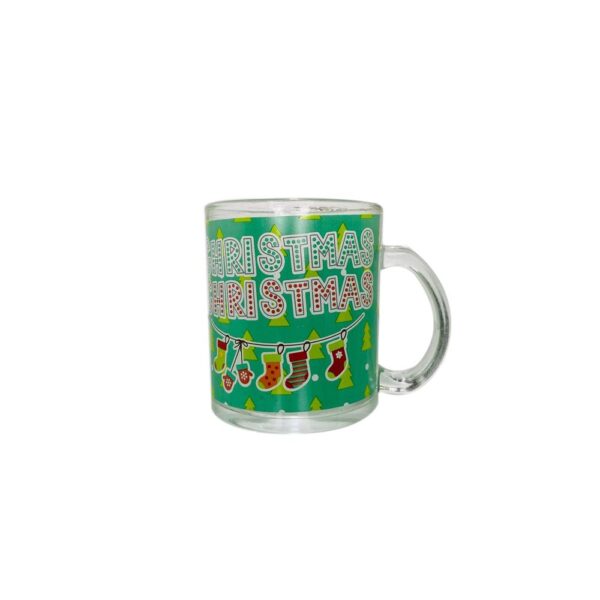 Jarro 11 Oz Vidrio Recto Nav C/Est. Christmas M22-24