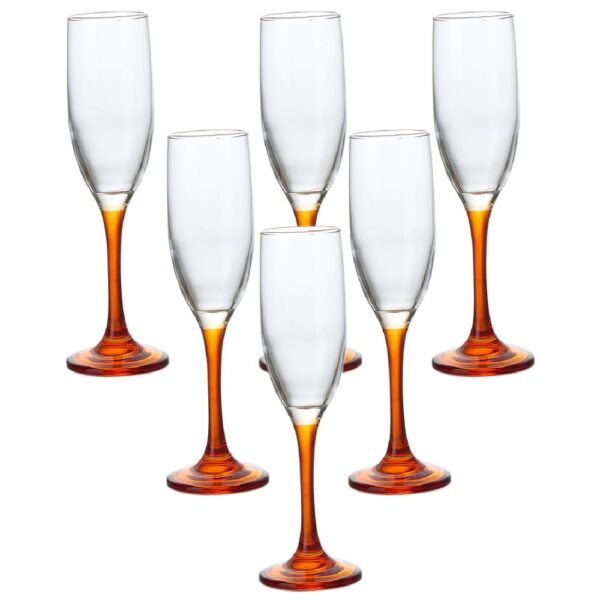 Set X6 Copas Champagne Fuste Naranja 175 Ml