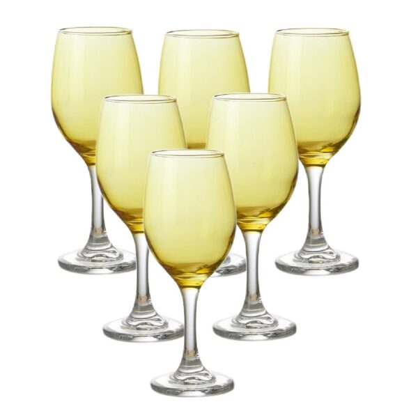 Set X6 Copas Agua Caliz Amarillo 420 Ml
