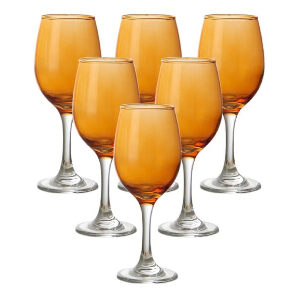 Set X6 Copas Agua. Caliz Naranja 420 Ml