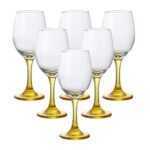 Set X6 Copas Agua Fuste Amarillo 420 Ml