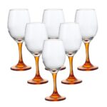 Set X6 Copas Agua Fuste Naranja 420 Ml