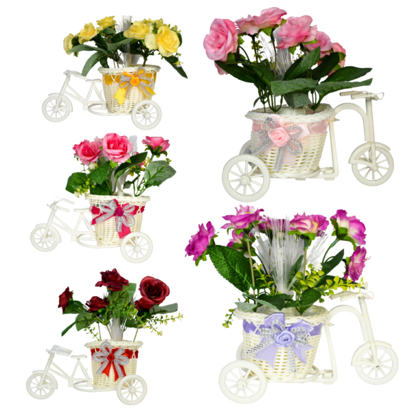 Florero Bicicleta Con Flores Y Luces