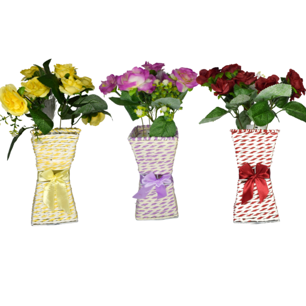 Florero Cuadrado Con Rosas Y Luces