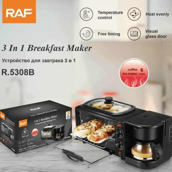 Horno Electrico De 9L P/Desayuno 3 En 1 5308B Raf
