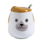 Taza De Perro De Cerámica C/ Tapa Y Cuchara