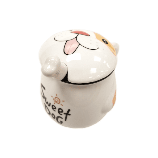 Taza De Perro Adorable C/ Tapa Y Cuchara